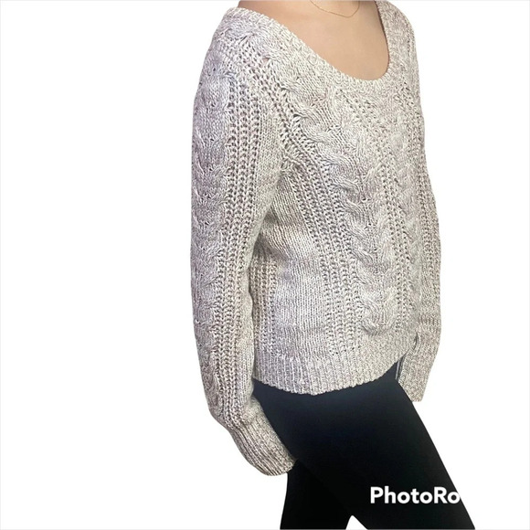 Free People cable knit sweater tan and cream small - Picture 6 of 10